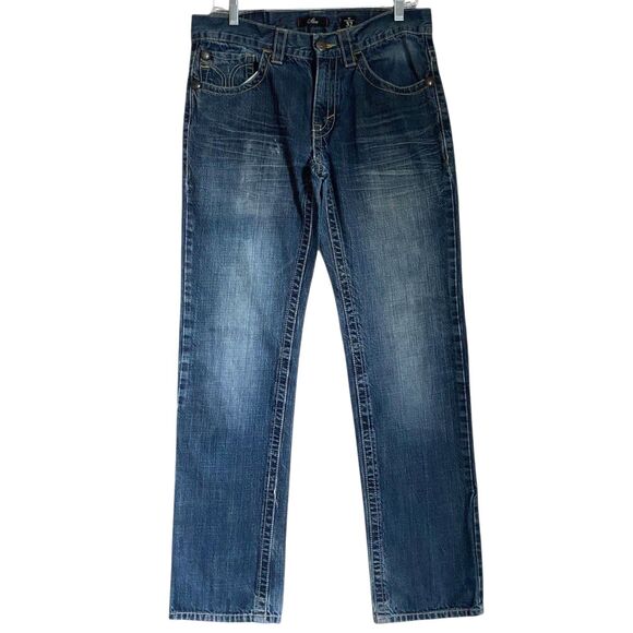 Vintage Marc Ecko Slim Fit Jeans Men 32x30 Blue Distressed Stitched Y2K Grunge - Picture 2 of 14